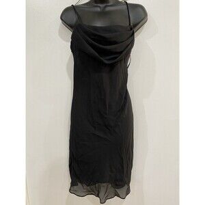 Vtg JUMP Apparel Co - Sz 5/6 - Cowl Neck Women’s Slip Dress Gotic Emo Black USA